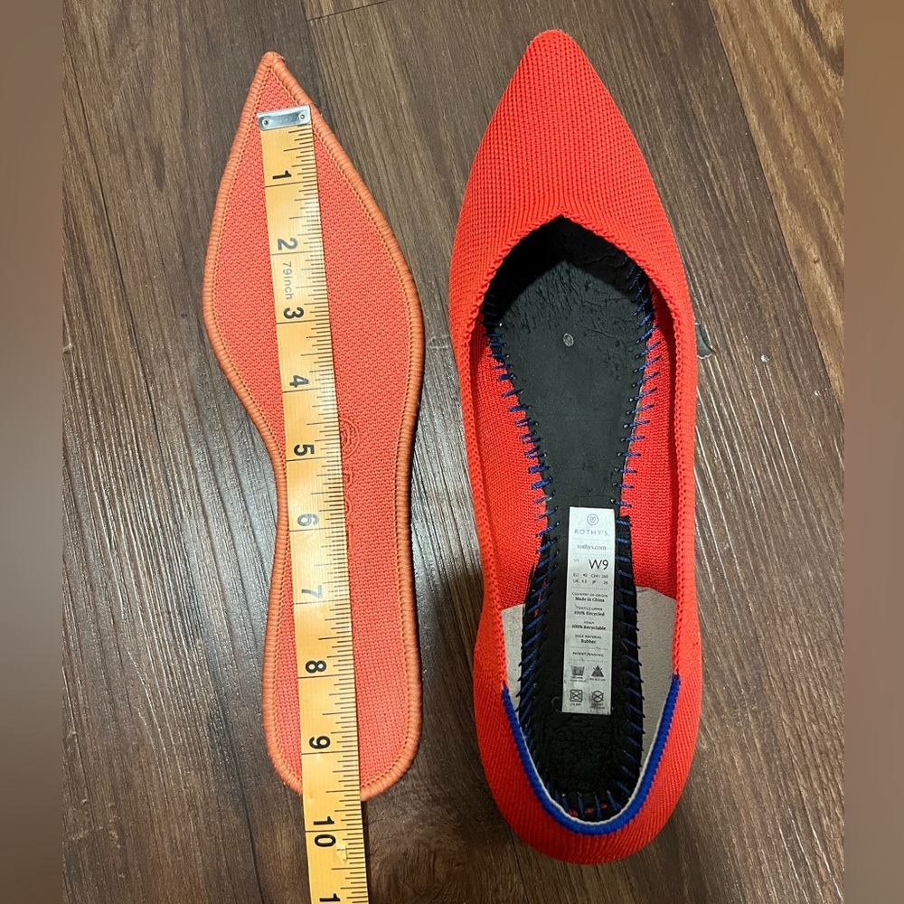 Rothy’s Flame Point Shoes Size 9W - Picture 7 of 7